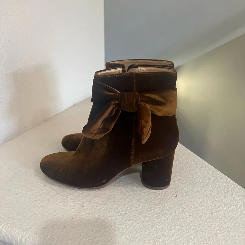 MADEWELL The Esme Brown Velvet‎ Knot Tie Boots -8